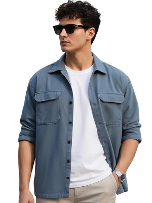 Fashion Men's Cotton Full Sleeve Relaxed Fit Shacket