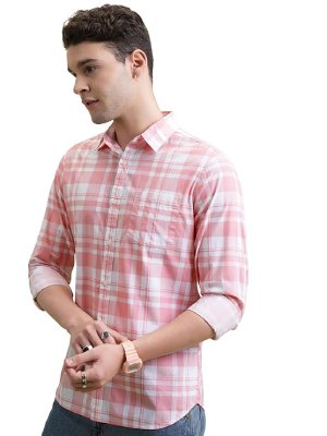 m3 Men's Cotton Slim Fit Checks Shirt
