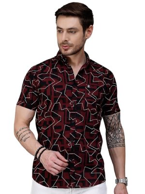 m8 Man Slim Fit Floral Printed Pure Cotton Casual Half Sleeve Shirt